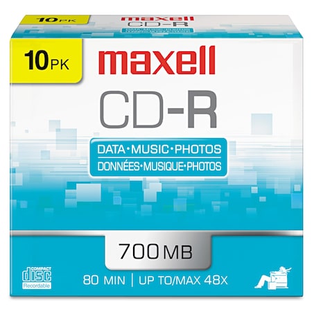 MAXELL CD-RDiscs, 700MB/80min, 48x, 10, PK10 648210